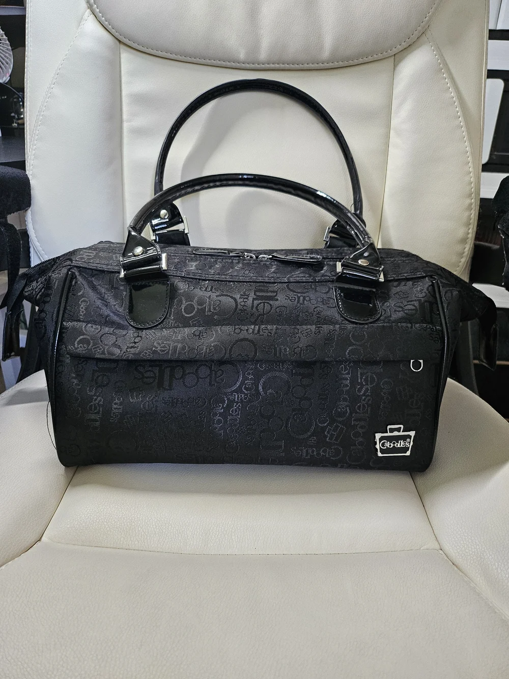 Caboodles Black Logo Jacquard Cosmetic Duffel